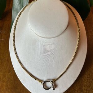Elegant Buckle Gold and Silver Tone Fashion Necklace 20 inches